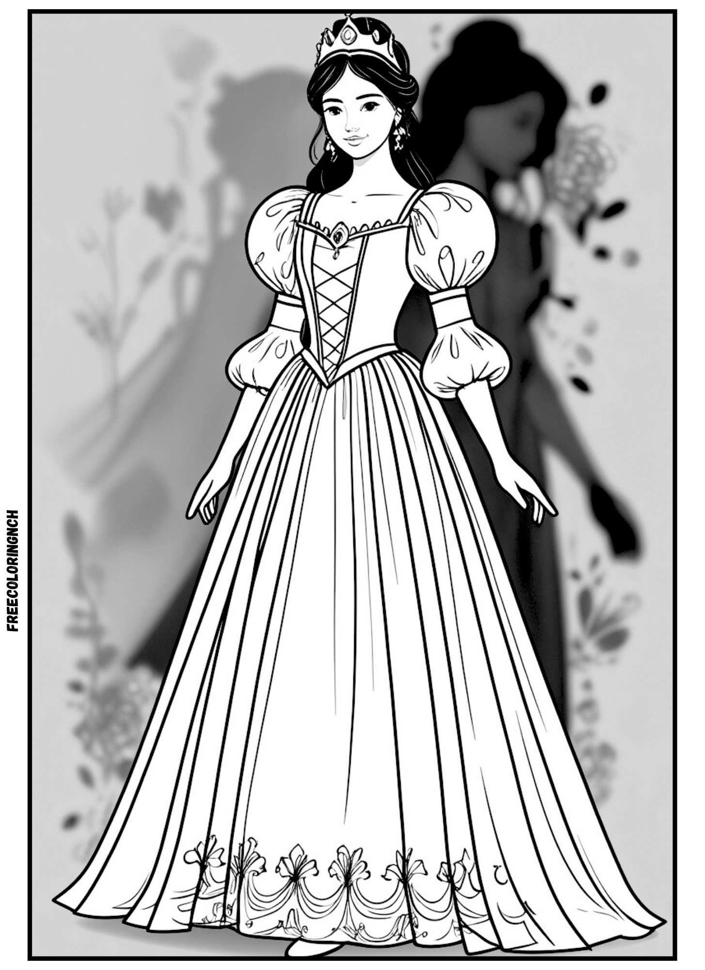 Princess Inspired Dress Coloring Sheet