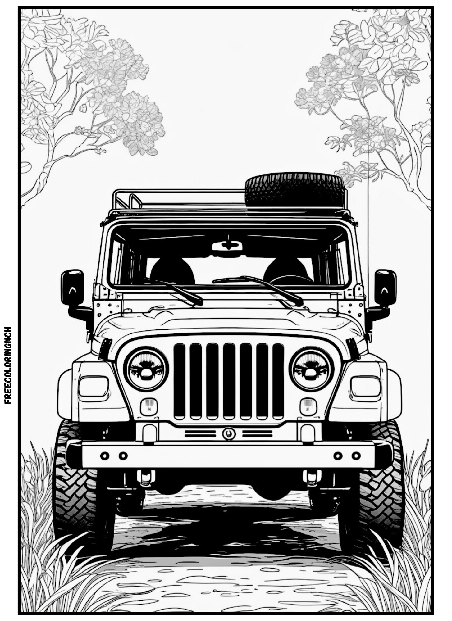 Safari Jeep Coloring Page