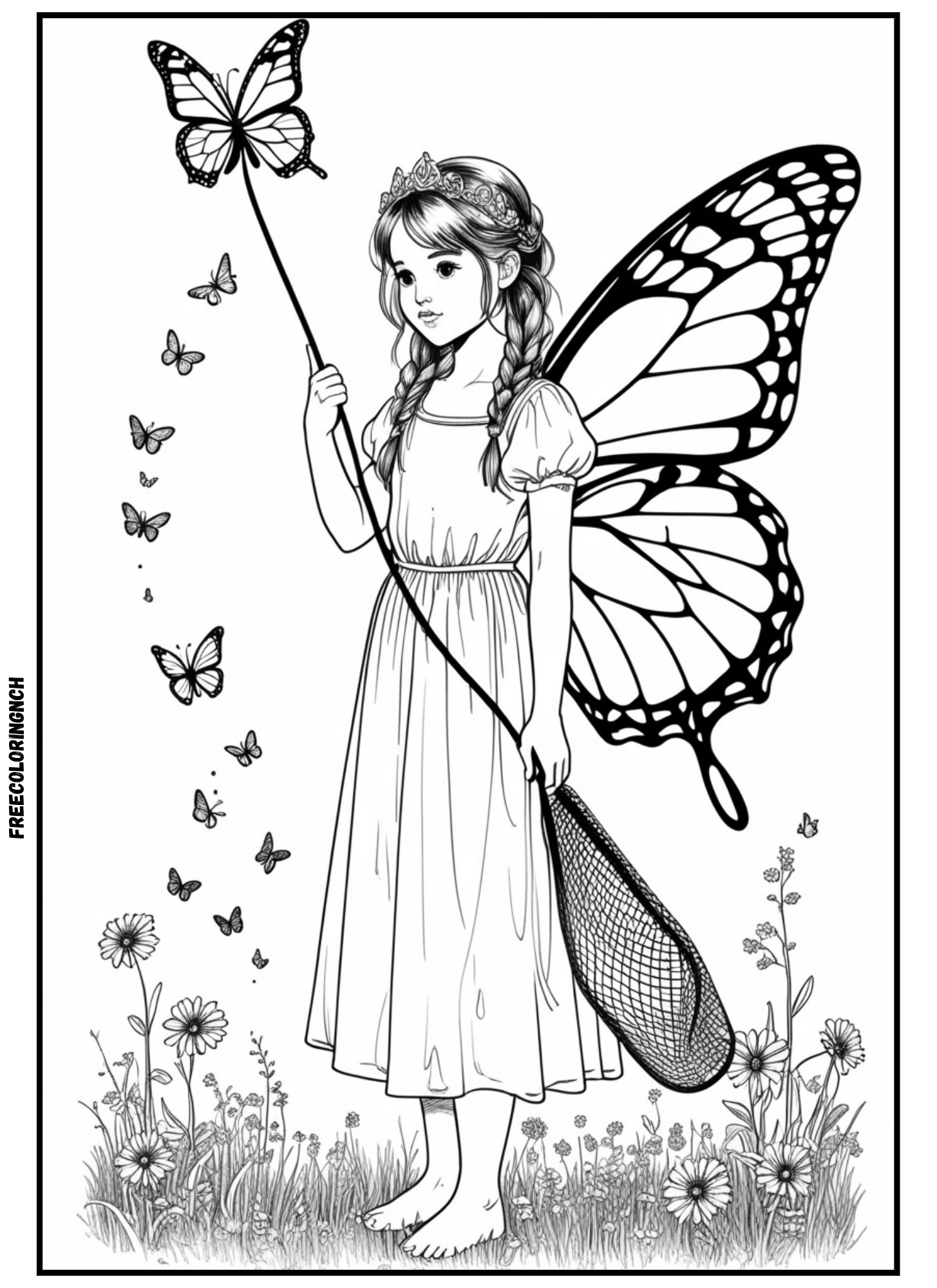 Free printable cute gardening girl coloring page nature activity for kids