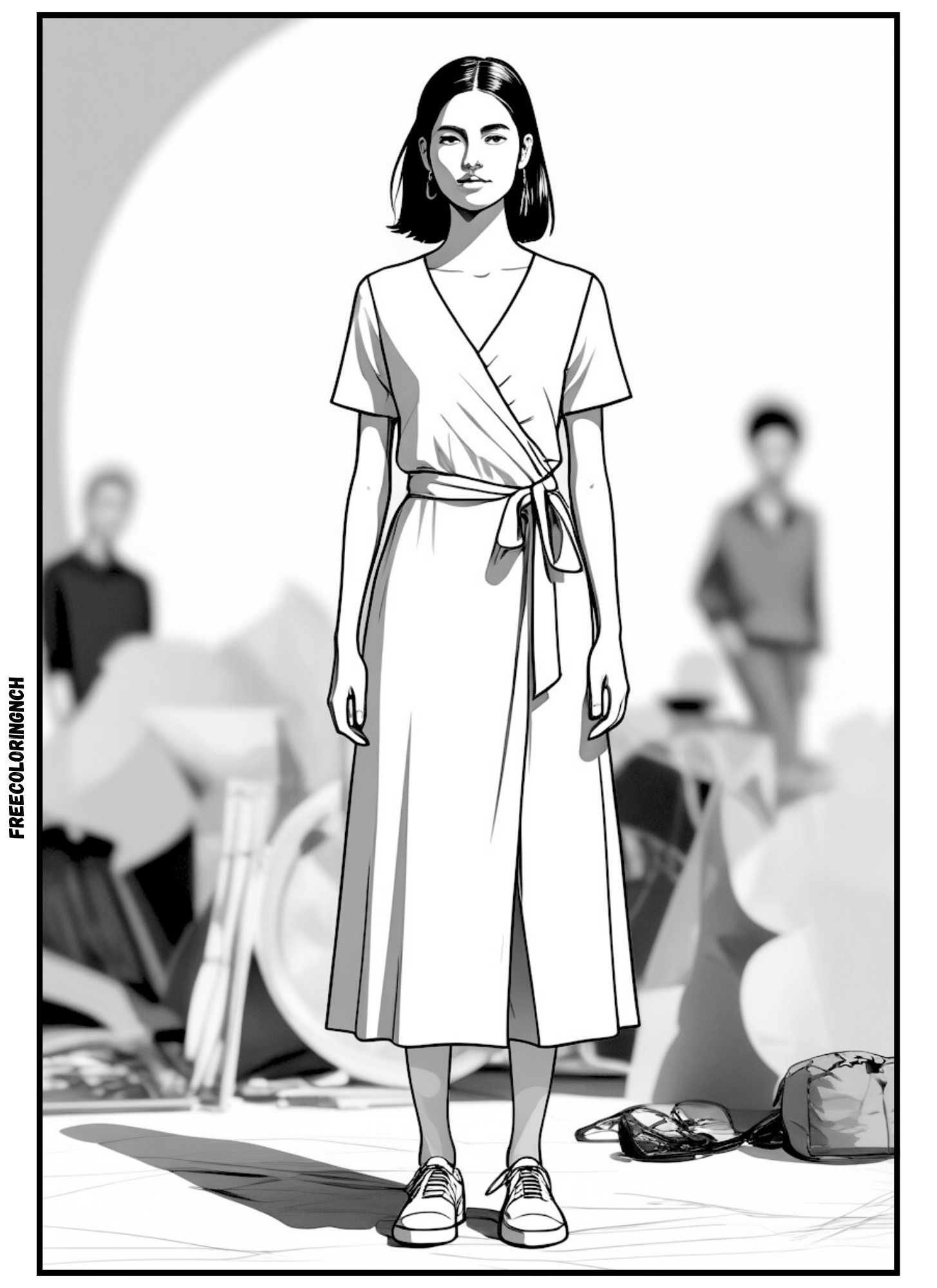 Summer Wrap Dress Coloring Sheet