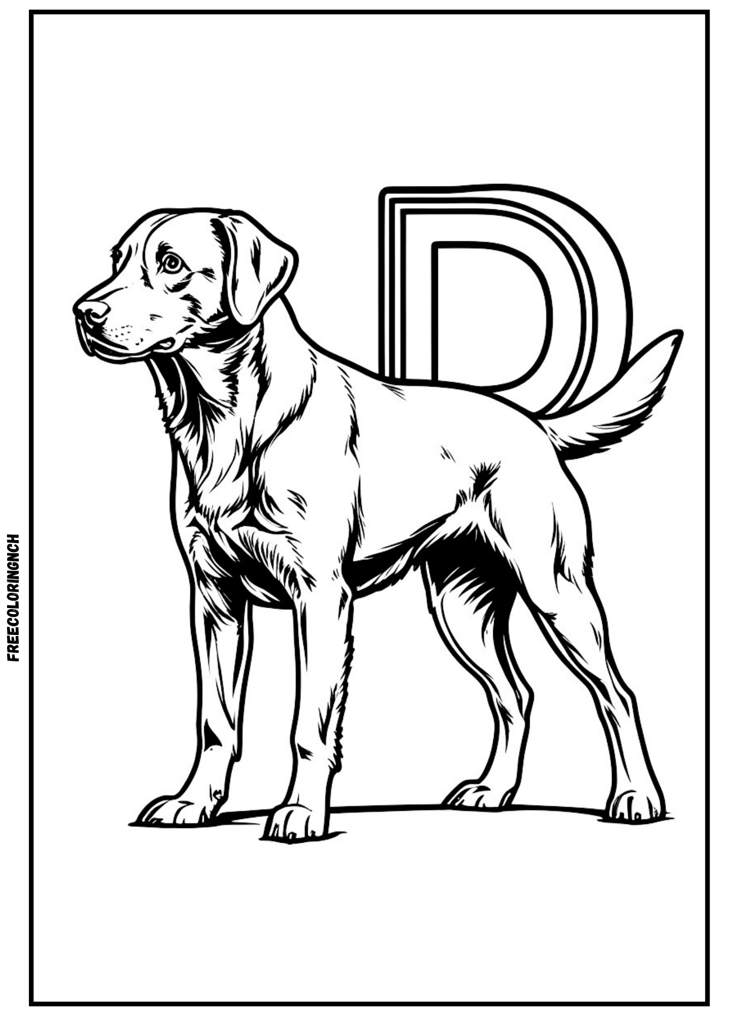 Free Printable Dog Alphabet Coloring Sheet for Kids, Learn Letter D, Animal Coloring, Free Printable