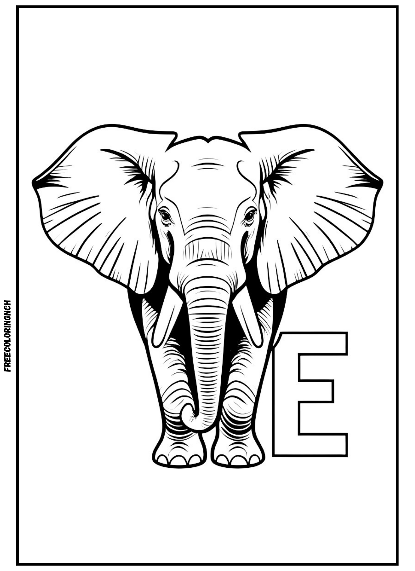 Free Printable Elephant Alphabet Coloring Sheet for Kids, Learn Letter E, Animal Coloring, Free Printable