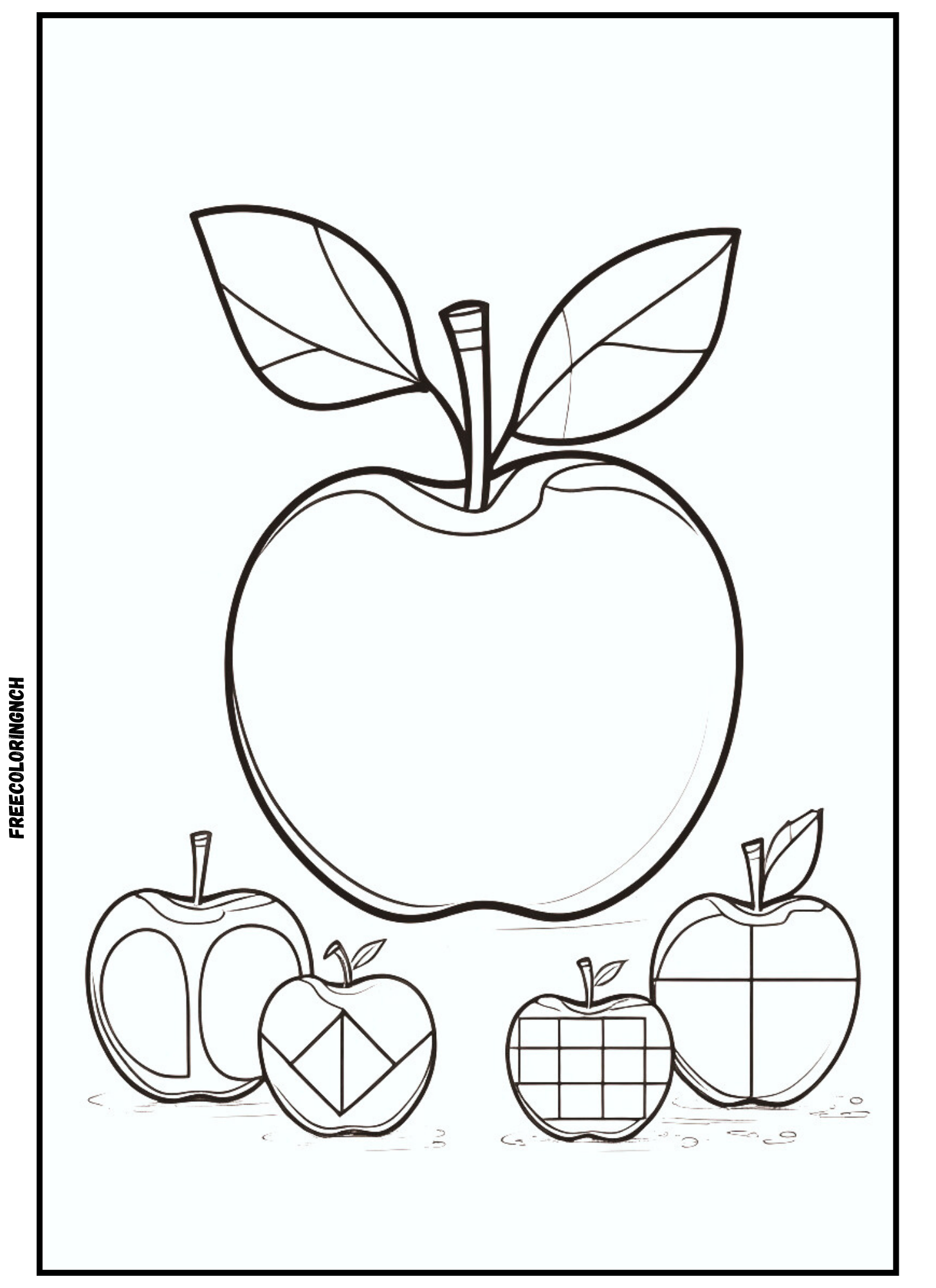 Apple Shapes Coloring Page Kids Printable